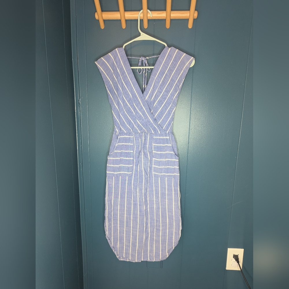Striped Blue Sleeveless Dress